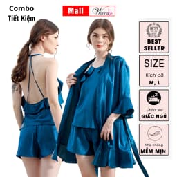 Thumbnail Combo áo choàng ngủ + bộ đùi nữ WANNABE bộ đôi thời trang ngủ cao cấp mà vẫn tiết kiệm KIBSS22 1