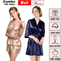 Thumbnail Combo áo choàng ngủ bộ đùi nữ lụa mịn WANNABE thoải Mái thời trang tối giản tiết kiệm hơn KI010BS612 1