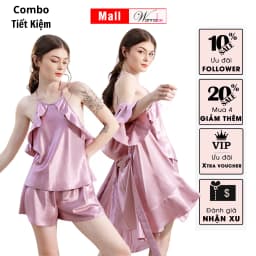 Thumbnail Combo áo choàng ngủ + bộ đùi nữ WANNABE bộ đôi thời trang ngủ cao cấp mà vẫn tiết kiệm KIBSS22 4
