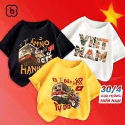 Thumbnail Combo áo thun Việt Nam cho bé BabyloveGO áo phông cho bé mừng lễ 30-4 chất thun cotton co giãn thoáng mát 3