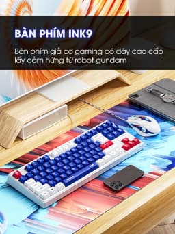 Thumbnail Combo bàn phím chuột gundam SIDOTECH INK9 giả cơ 87 key có dây silent chuột không dây gaming F9 1