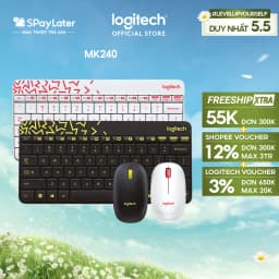 Thumbnail Combo chuột phím không dây Logitech MK240 - nhỏ gọn, 1 đầu thu USB, pin lâu 1
