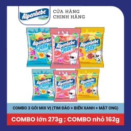 Thumbnail COMBO Kẹo dẻo có nhân Alpenliebe hương trái cây hỗn hợp Biển Xanh Long Lanh, Ong Óng Ánh và Tim Đào Ngọt Ngào 1