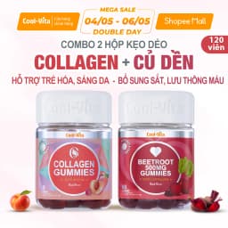 Thumbnail Combo Kẹo Dẻo Collagen Hỗ Trợ Trẻ Hóa Sáng Da & Kẹo Dẻo Củ Dền Hỗ Trợ Bổ Sung Sắt CoolVita (60 viên x 3g)/hộp 1