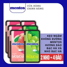 Thumbnail COMBO Kẹo ngậm không đường Mentos Hương Đào/Nho Bạc Hà (hộp nhựa) mang đến hơi thở tươi mát 4