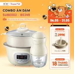 Thumbnail Combo Nồi Nấu Cháo Chậm BEAR 1.6L SUBE002 Tiếng Việt và Máy Xay Ăn Dặm 0.3L BEAR 8 Lưỡi GR-B03V8 Nấu Cháo Chưng Yến 1