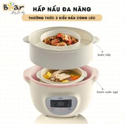 Thumbnail Combo Nồi Nấu Cháo Chậm BEAR 1.6L SUBE002 Tiếng Việt và Máy Xay Ăn Dặm 0.3L BEAR 8 Lưỡi GR-B03V8 Nấu Cháo Chưng Yến 3