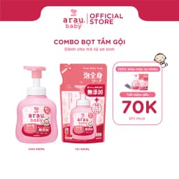 Thumbnail Combo sữa tắm gội cho bé từ sơ sinh Arau Baby 100% thảo mộc tự nhiên chai 450ml + túi 400ml 1