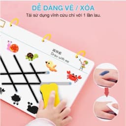 Thumbnail Combo tập tô vẽ thông minh xóa được 64 trang kèm bút dạ - Đồ chơi Giáo Dục học liệu Montessori cho bé từ 2 3 4 5 tuổi 3