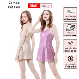 Thumbnail Combo váy ngủ lụa mềm mịn WANNABE đầm ngủ quyến rũ từng chi tiết, thanh lịch từng khoảng khắc DNS86 1