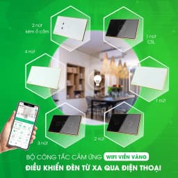 Thumbnail Công Tắc Cảm Ứng Wifi Hunonic, Công Tắc Thông Minh Điều Khiển Từ Xa Qua Điện Thoại Hình Chữ Nhật Có Viền - HNSC 2