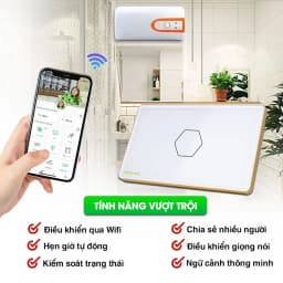 Thumbnail Công Tắc Cảm Ứng Wifi Hunonic, Công Tắc Thông Minh Điều Khiển Từ Xa Qua Điện Thoại Hình Chữ Nhật Có Viền - HNSC 3