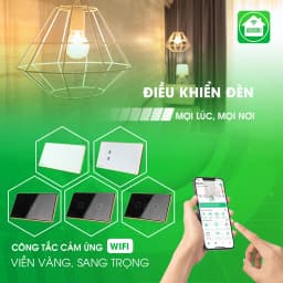 Thumbnail Công Tắc Cảm Ứng Wifi Hunonic, Công Tắc Thông Minh Điều Khiển Từ Xa Qua Điện Thoại Hình Chữ Nhật Có Viền - HNSC 4