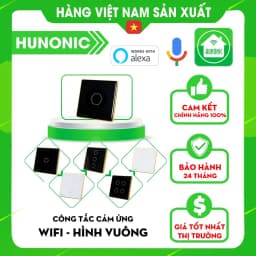 Thumbnail Công Tắc Thông Minh Wifi Hunonic, Công Tắc Điều Khiển Từ Xa Qua Điện Thoại Hình Vuông - HNSV 1