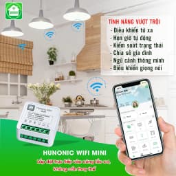 Thumbnail Công Tắc Thông Minh Wifi Hunonic Mini, Công Tắc Điều Khiển Từ Xa Qua Điện Thoại - HNMN02 2