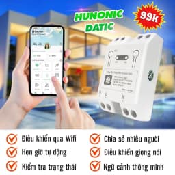 Thumbnail Công Tắc Wifi Giá Rẻ, Công Tắc Điều Khiển Từ Xa Qua Điện Thoại Hunonic Datic Basic - DTBS01 3