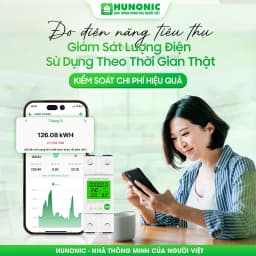 Thumbnail Công Tơ Điện Tử Wifi Hunonic Entec, Giám Sát, Đóng Cắt, Đo Điện Năng Tiêu Thụ Từ Xa Qua Điện Thoại - HNCTD 2