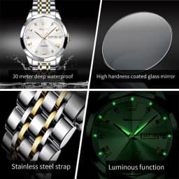 Thumbnail CRRJU Đồng hồ nam chính hãng Dây đeo bằng thép không gỉ Lịch có chức năng phát sáng Chống thấm nước 5023X 4
