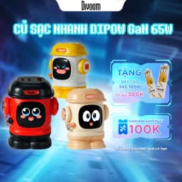 Thumbnail Củ sạc nhanh Divoom Dipow 65W cho IP 16 công nghệ GaN, màn hình LED hiển thị pixel art, 1 cổng USB-A 2 cổng USB-C 1