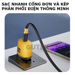 Thumbnail Củ sạc nhanh GAN+ PD30W 2 cổng cắm usb type-c dùng cho điện thoại iphone samsung oppo – Gutek S520 2