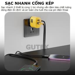 Thumbnail Củ sạc nhanh GAN+ PD30W 2 cổng cắm usb type-c dùng cho điện thoại iphone samsung oppo – Gutek S520 3