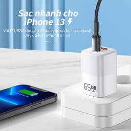 Thumbnail Củ Sạc Nhanh Kuulaa GaN 65W USB C QC PD 4.0 3.0 USB-C Type C Cho Macbook Pro IPhone Samsung 4