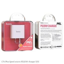 Thumbnail Củ sạc nhanh PD20W Hoco C76 1 cổng Type- C, sạc nhanh 3A, chân cắm chuẩn tiêu chuẩn ( chân dẹt ) 1