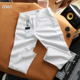 Thumbnail D501 Quần dài jeans thun trắng JUSTMEN Nam Menswear 3