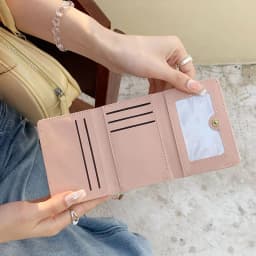 Thumbnail Da PU Phong Cách Ngắn Tinh Tế Nơ Ví Nữ Dễ Thương Đa Năng Đa Năng Hộp Đựng Thẻ Ví Tiền Mặt 2