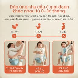 Thumbnail Đai địu em bé 2in1 Yoboo YB-0066 có ngăn chứa đồ, chặn chân chữ O đảm bảo tư thế đúng - Hàng chính hãng 3