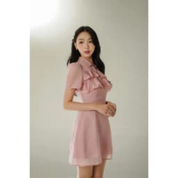 Thumbnail Đầm A tay ngắn cổ tròn, xếp ly ngực dáng tiểu thư thiết kế bởi JM Dress Design 1S34.2404OG 4