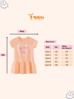 Thumbnail Đầm bé gái Rabity ngắn tay cotton váy mùa hè in hình pony 91157 2