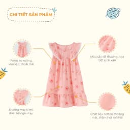 Thumbnail Đầm bé gái Rabity ngắn tay cotton họa tiết hoa 93041 4
