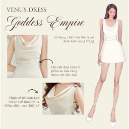 Thumbnail Đầm cổ đổ thắt nơ ở eo màu kem VENUS đơn giản, sang trọng - Simple Twist 3