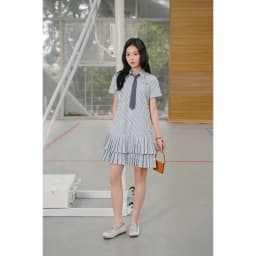 Thumbnail Đầm cổ đức dáng suông xếp ly chân 1S29.2503K, váy sơ mi suông chân xếp ly xòe trẻ trung năng động thiết kế bởi JM Dress 1