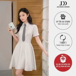 Thumbnail Đầm cổ đức tay A ngắn chân đổ 1S30.2503OG, váy cổ sơ mi dáng chữ a tôn dáng thanh lịch năng động thiết kế bởi JM Dress 1
