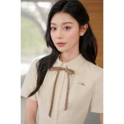 Thumbnail Đầm cổ đức xếp ly chụm dài 1S26.2503K, đầm dài váy sơ mi dáng dài thanh lịch công sở thiết kế bởi JM Dress Design 3