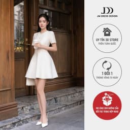 Thumbnail Đầm cổ tròn chân bổ đổ 1S33.2504K, váy dáng a xòe bồng tôn dáng thanh lịch công nữ tính hiện đại trẻ trung thiết kế JM 1