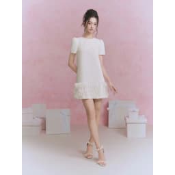 Thumbnail Đầm cổ tròn dáng suông chân phối tơ 1S21.2501K, váy đầm tay bồng dáng suông nữ tính thiết kế bởi JM Dress Design 1