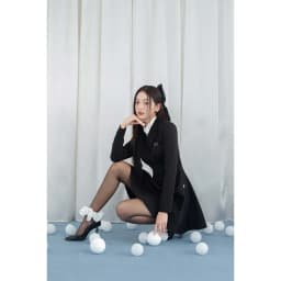 Thumbnail Đầm cổ vest phối cổ chân đổ xòe 1F12.2409K thiế kế bởi JM Dress Design 3