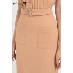 Thumbnail Đầm dài phối túi kèm đai nữ IVY moda MS 48M8233 2