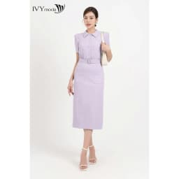 Thumbnail Đầm dài phối túi kèm đai nữ IVY moda MS 48M8233 4
