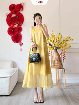 Thumbnail Đầm Dáng Dài Rộng Chữ A Có Túi 2 Bên ENVY D277 3