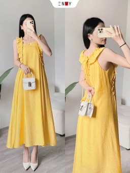 Thumbnail Đầm Dáng Dài Rộng Chữ A Có Túi 2 Bên ENVY D277 4