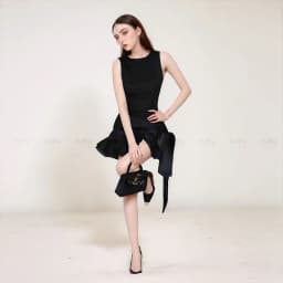 Thumbnail Đầm đen dự tiệc MINA hở lưng dáng xoè ngắn chất Cotton Nhật phối Lụa MN302 4