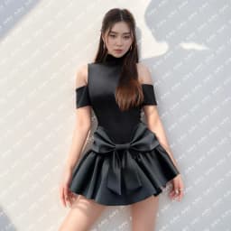 Thumbnail Đầm dự tiệc Mina dáng xoè mini chất Cotton Nhật phối Taffta lụa màu đen trẻ trung xinh đẹp MN255 3