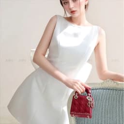 Thumbnail Đầm dự tiệc MINA hở lưng dáng ngắn chữ A chất Taffta màu trắng quyến rũ MN308 3