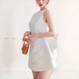 Thumbnail Đầm dự tiệc MINA hở lưng dáng ngắn chữ A chất Taffta màu trắng quyến rũ MN308 4