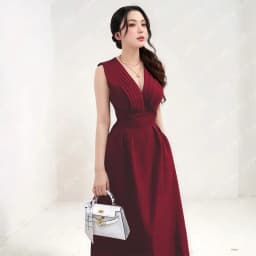 Thumbnail Đầm dự tiệc MINA thiết kế dáng suông midi chất Cotton màu đỏ đô MN182 3