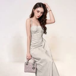 Thumbnail Đầm dự tiệc thương hiệu Đầm Váy Mina thiết kế hai dây dáng xoè midi chất liệu Linen MN241 1
